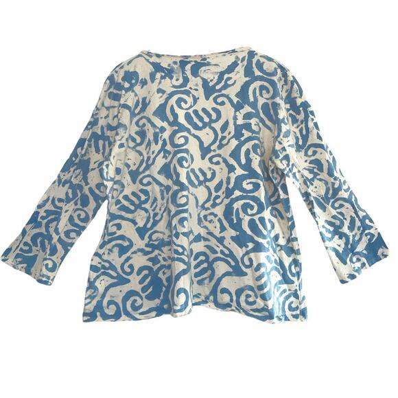 Handmade Scroll Blue Cross Dyed silk-screen Tunic L/XL - Picture 2 of 8